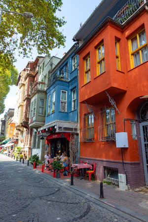 Traditional houses and street view from Balat district of Istanbulのeditorial素材