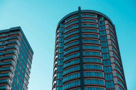 Residential building. Construction industry background photo. Apartments complex.
