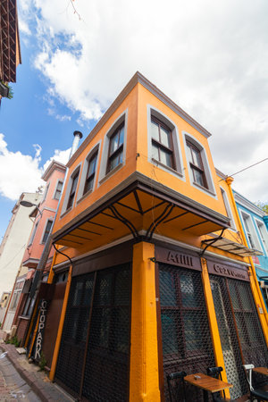 Traditional Turkish houses in Balat district of Istanbul. Travel to Istanbul background photo. Istanbul Turkey - 8.20.2022のeditorial素材