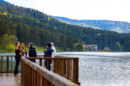 Bolu Golcuk Nature Park and visitors. tourism in turkiye concept photo. Bolu Turkiye - 5.15.2022のeditorial素材
