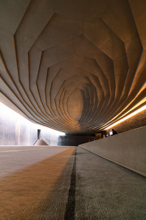 Interior of Sancaklar Mosque in Istanbul. Modern islamic architecture. Ramadan or kandil or laylat...