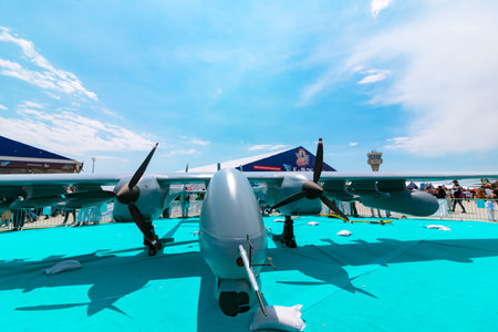 Aksungur or Anka-2 UAV or UAS made by TUSAS in Teknofest 2023. Istanbul Turkiye - 5.1.2023のeditorial素材