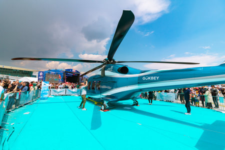 Gokbey or T625 general purpose helicopter made by TUSAS. Istanbul Turkiye - 5.1.2023のeditorial素材