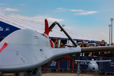 Bayraktar TB3 nose and tail. Defense industry of Turkiye. Istanbul Turkiye - 5.1.2023のeditorial素材