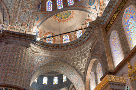 Ornaments and semi domes of Sultanahmet Mosque aka Blue Mosque. Details of Ottoman architecture. Istanbul Turkiye - 5.15.2023のeditorial素材