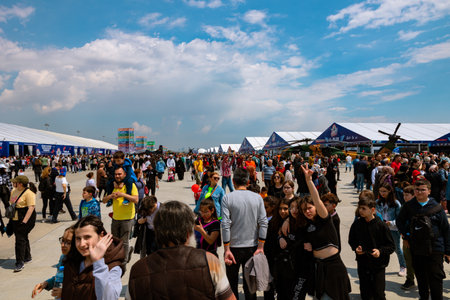 Teknofest 2023 view with mostly young people in Ataturk Airport. Istanbul Turkiye - 5.1.2023のeditorial素材
