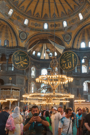 Hagia Sophia and tourists. Visit istanbul background photo. Istanbul Turkiye - 7.15.2023のeditorial素材