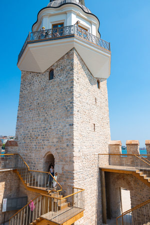Maiden's Tower aka Kiz Kulesi vertical photo from courtyard. Istanbul Turkiye - 7.11.2023のeditorial素材