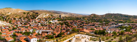 Beypazari panoramic view from Hidirlik Hill in Ankara. Historical towns of Turkiye background photo.
