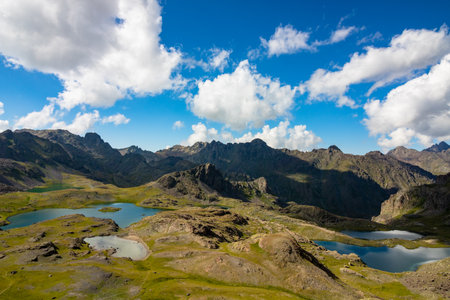 Mountains and glacier lakes in Yedigoller ispir Erzurum. Natural beauties in Black Sea coast of...