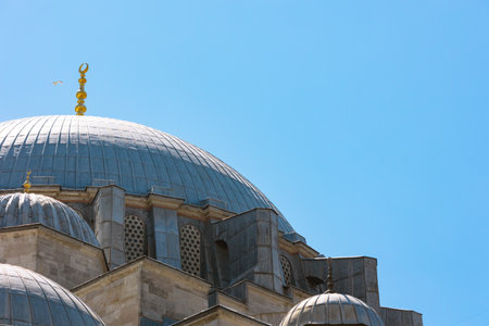 Dome of Suleymaniye Mosque. Ottoman architecture background photo. Ramadan or islamic concept.の写真素材