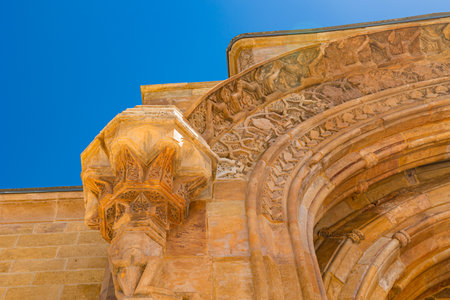 Carved stone decorations of Great Mosque of Divrigi's gate. Unesco World Heritage buildings in...