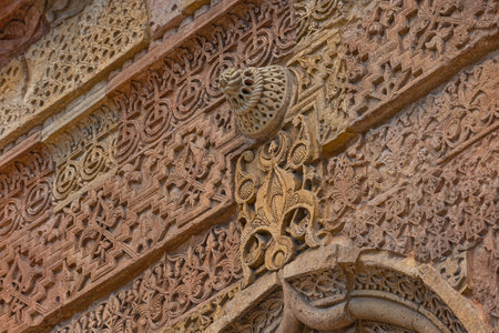 Carved stone decorations of Great Mosque of Divrigi. Islamic architecture in Anatolia.の写真素材