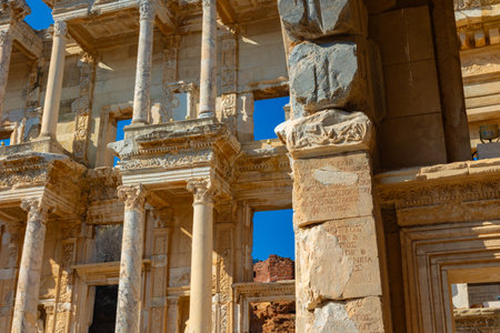 Library of Celsus. Travel to Turkey concept background photo. Ephesus in Selcuk district of Izmir in...