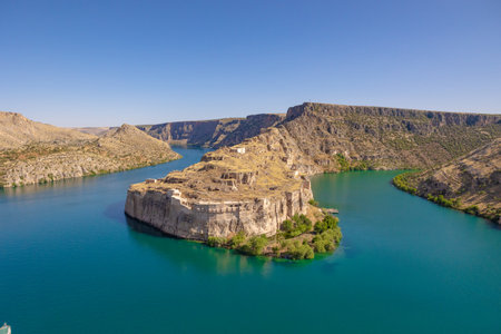 Panoramic view of Rumkale. Rumkale near the Euphrates River in Gaziantep Turkey.の写真素材