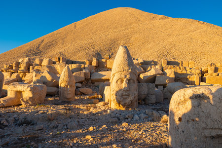Visit Mount Nemrut background photo. Nemrut mountain national park at sunset.の写真素材