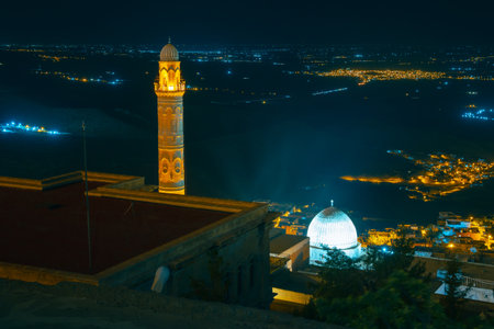 Great mosque of Mardin at night. Visit Mardin concept photo.の写真素材