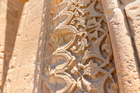 The stone decorations of the gate of Kasimiye Madrasa in Mardin Turkey.の写真素材
