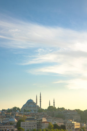 Istanbul background photo. View at sunsetの写真素材