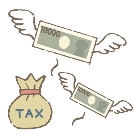 Money flies away because of the tax payment.のイラスト素材