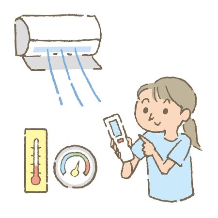 Woman who use air conditioners properlyのイラスト素材