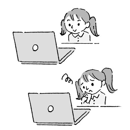 A child who is suitable for online classes or notのイラスト素材