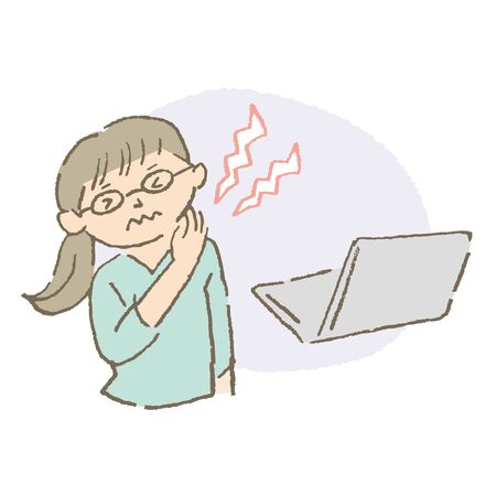 Pc Work Stiff Neck (color)のイラスト素材