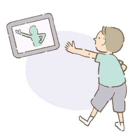 Children imitating videos (color)のイラスト素材