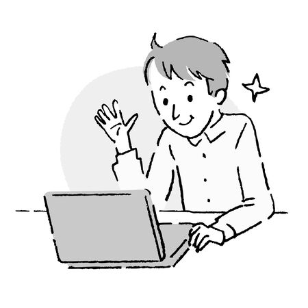 a man remote meeting is going onのイラスト素材