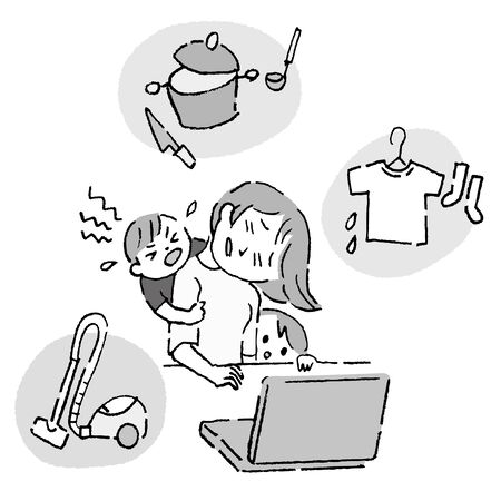 Telecommuting Mothersのイラスト素材