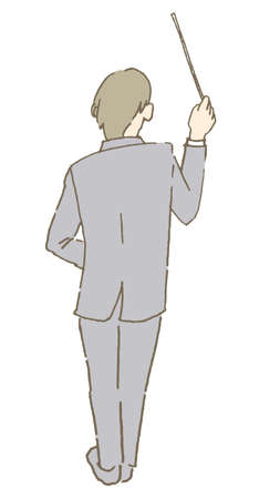 a man in the back waving his batonのイラスト素材