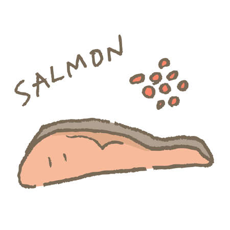 Salmon Slices and Ikura Grainsのイラスト素材