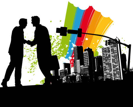 Rainbow Business Handshakeのイラスト素材