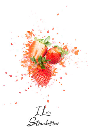 Creative Design made of Strawberries. Flat lay. Food concept. Macro concept.の写真素材