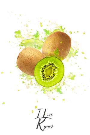 Creative Design made of Kiwis. Flat lay. Food concept. Macro concept.の写真素材