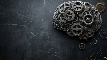 Brain with gears, dark backgroundの素材
