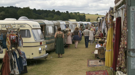 Crowd at an outdoor market (1)の素材