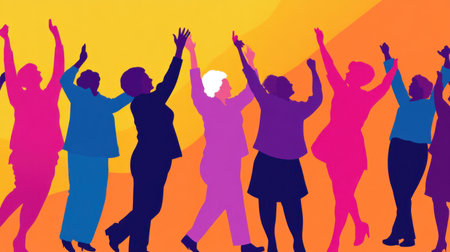 Diverse group celebrating (1)の素材