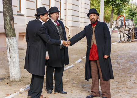 Shooting about the artist Marc Chagall  Actors  Fall of 2012  Vitebsk  Belarus のeditorial素材