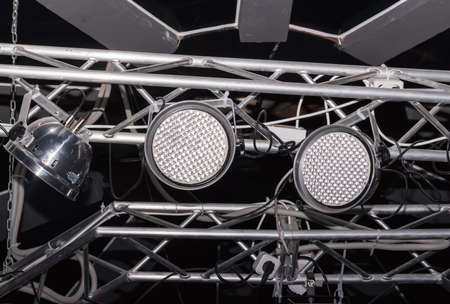 LED Lighting instruments over a scene Mounted on a Rack の写真素材