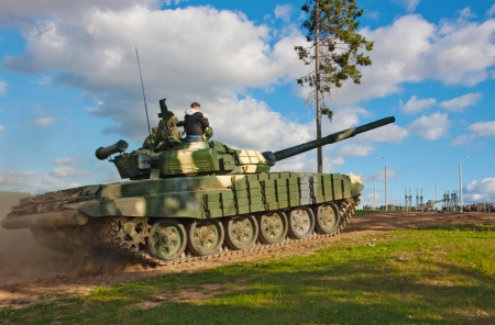 Russian tank T-72 up the hill  Stalin Line museum のeditorial素材