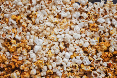 Popcorn behind glass.