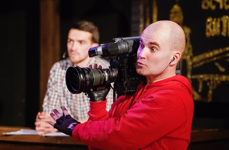 The video operator in the course of shooting of the evening television show \\\"Evening Vitebsk\\\". 10.12.2014.のeditorial素材