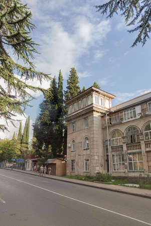 View from central street of Gagra Town, July of 2018, Abkhasia.のeditorial素材