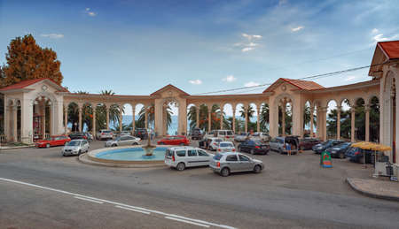 Landmark "Arcade". View from central street of Gagra Town, July of 2018, Abkhasia.のeditorial素材