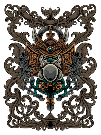 Japanese samurai shogun masksのイラスト素材