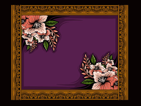 classic style frame vector design with fancy carved ornamentのイラスト素材