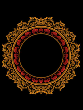 classic circle design with vector engraving motifのイラスト素材