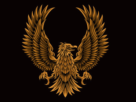 classic style eagle vector design, color editableのイラスト素材