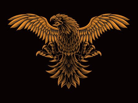 classic style eagle vector design, color editableのイラスト素材